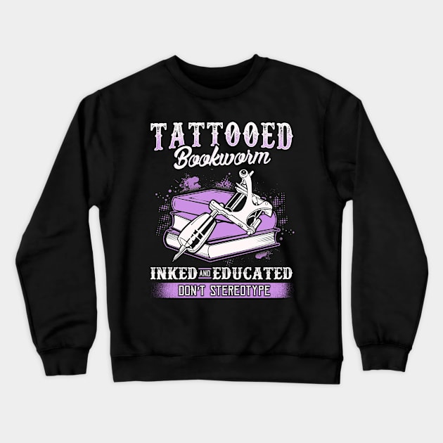 Tattooed Bookworm Crewneck Sweatshirt by KsuAnn